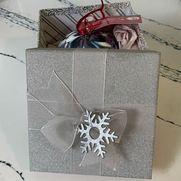 Handmade Artisan Glass Ornament - Purple and White - Picture 8 of 14